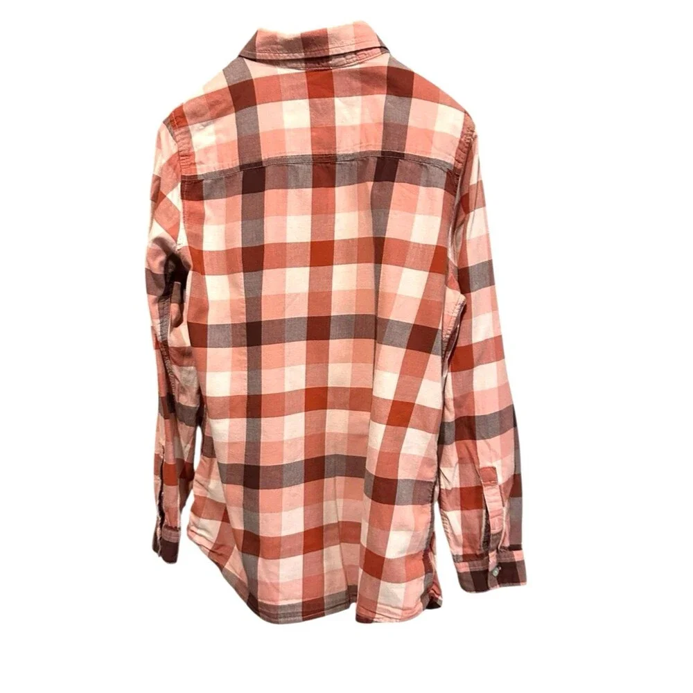 The North Face size L button down burnt orange plaid long sleeve casual cabin